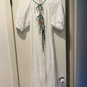 Rhode for Target White Maxi Dress with Multicolor Trim